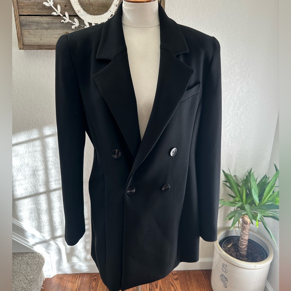 Zara double breasted long lined blazer suit‎ jacket ladies Large NWT